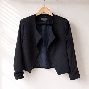Black Open-Front Cropped Lady Jacket Blazer 90’s Minimalist Skandi Girl Capsule